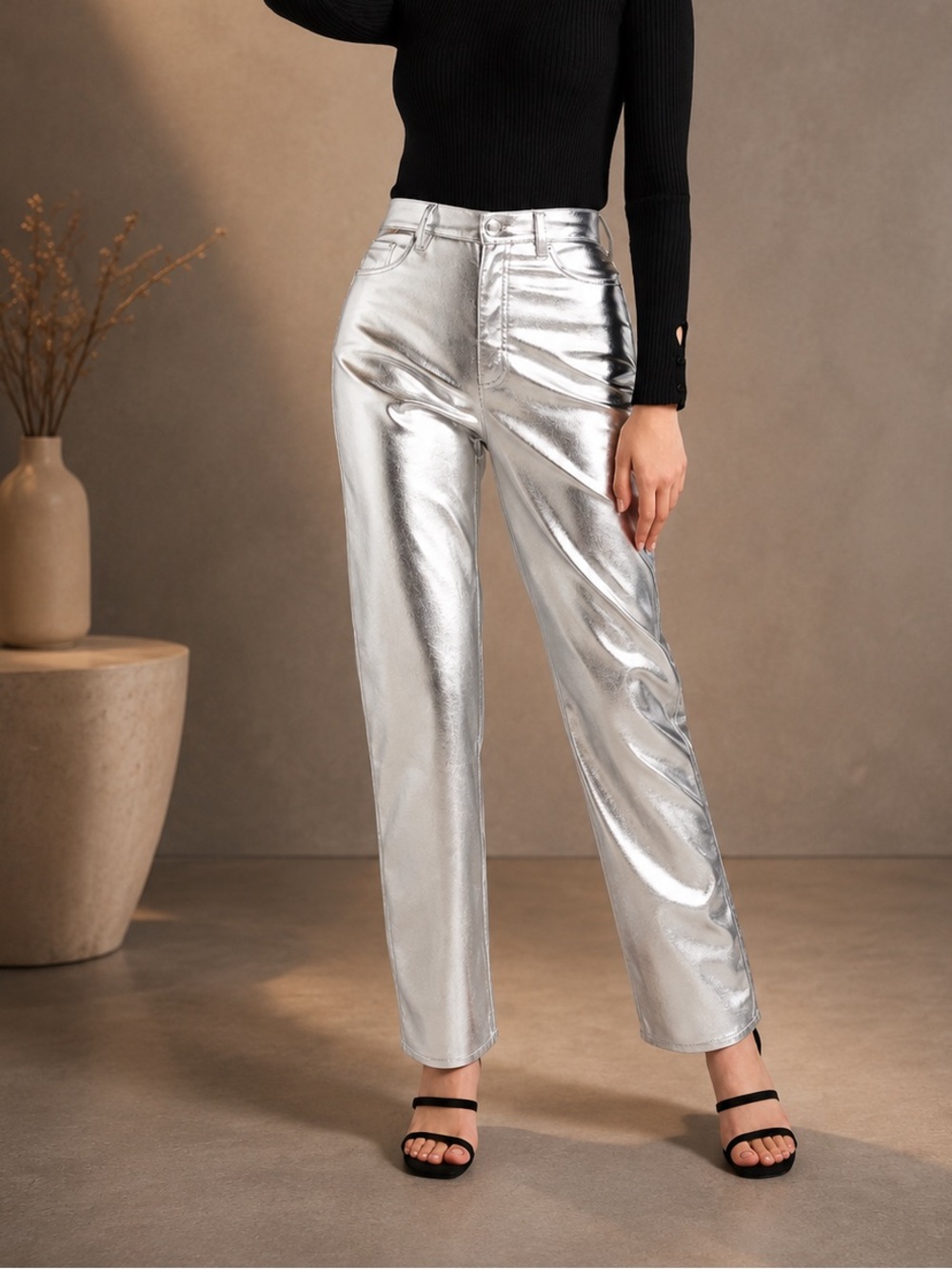 Scoop Ultimate High Rise Metallic Stovepipe Jeans Size 12 NWOT